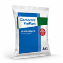 A white plastic bag of Osmocote PrePlant plant nutrition powder, featuring blue and green branding blocks and a red circular sticker, on a white background.
